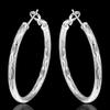 Genuine Real Pure Solid  For Women Color Round Hoop Earrings Fine Jewelry Large Round Female Earrings Present GiftRound Jewelry