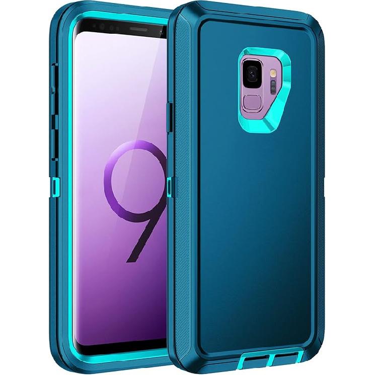 

для чехла Galaxy S9, противоударная 3-слойная защита всего корпуса [без защитной пленки для экрана], прочный, сверхпрочный, ударопрочный чехол с жесткой крышкой для Samsung бирюзовый
