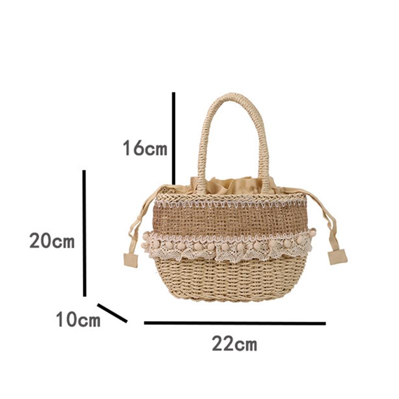 Yogodlns Women Straw Woven Bag Straw Tote Bag Large Capacity Weaving Shoulder Purse with Lace Woven Shopping HandBag Summer Beach Clutch