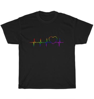 LGBT Herzschlag Herz EKG Puls Schwul Lesbisch Stolz Regenbogen T-Shirt Unisex T-Shirt Geschenk