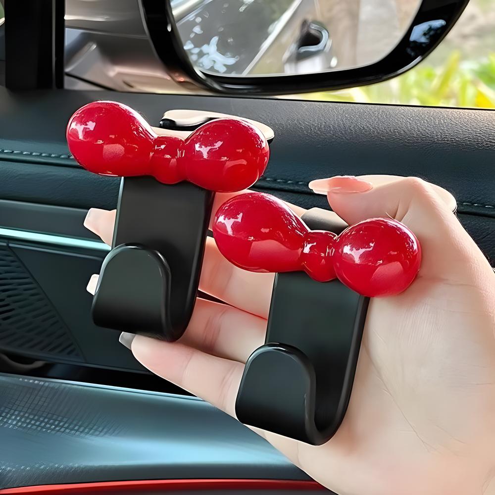 4PCS Car Seat Headrest Hooks, Cute Bow Vehicle Back Seat Hanger for Purses Bag, Backseat Storage Hanging Organizer Accessories