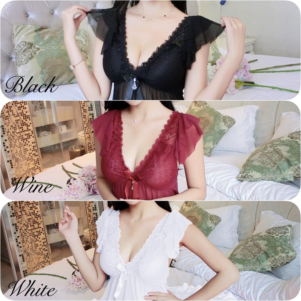 Sexy Babydoll Large Nightwear for Women Wine [ADOSSY] Lingerie, Size, Innerwear, Underwear, (XXXL, Red)
