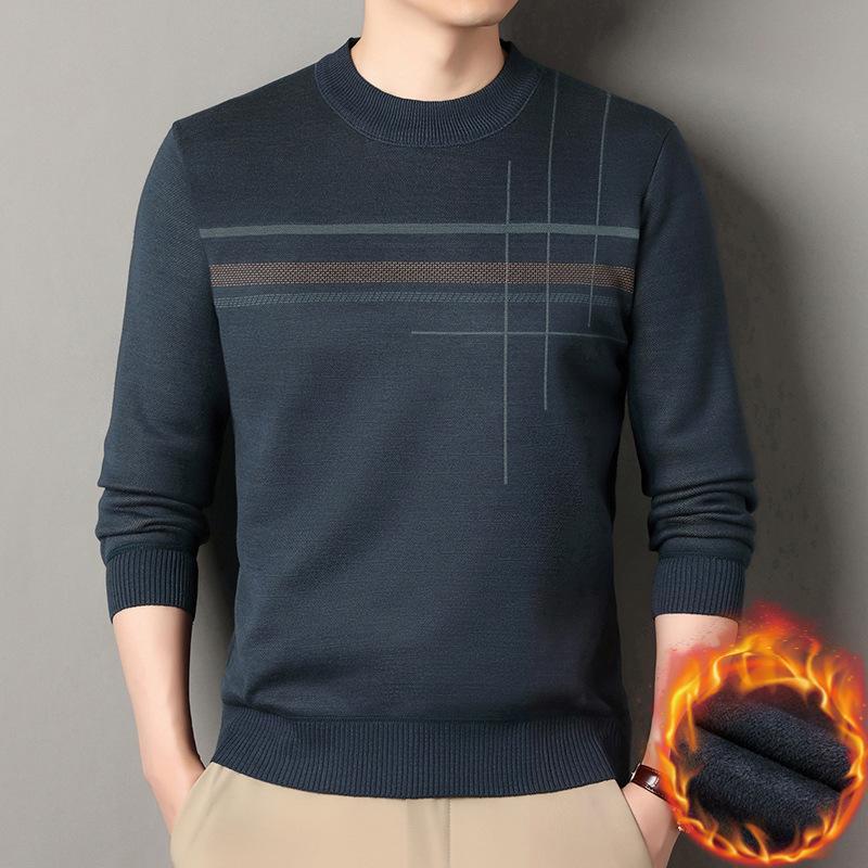 

Autumn-Winter Warm Knit Pullover for Middle-Aged Dads - Men s Round Neck Cardigan 2XL/180 (75-85kg) синій