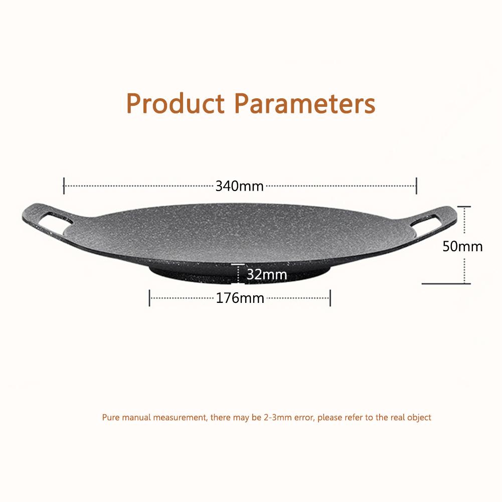 38cm/36cm/34cm Oil Frying Baking Pan Non-stick BBQ Grill Pan Multi-purpose for Outdoor Camping Kitchen Bakeware Household Tools