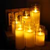 LED Electronic Candle Acrylic Cup Warm Light with Battery Flameless Moving Candle Christmas Church Wedding Home Bedroom Decor