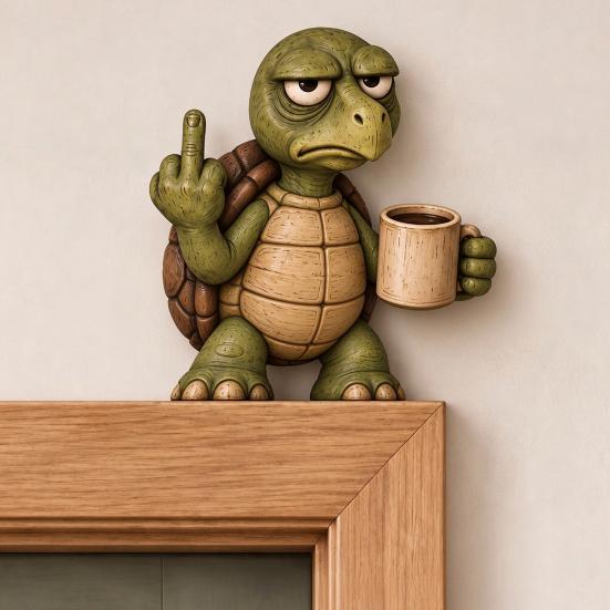 Farmhouse Door Topper Decor Middle Finger Animal Corner Sign, Funny Wooden Winter Seasonal Frame Decoration, Wall Hanging Ornament for Festive Doorway