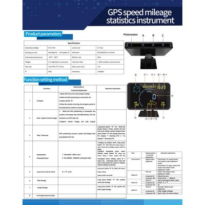 Ψηφιακό GPS Ταχύμετρο Χιλιομετρητή Οθόνη LCD 4,7 ιντσών Οθόνη HUD με συναγερμό υπερβολικής ταχύτητας για