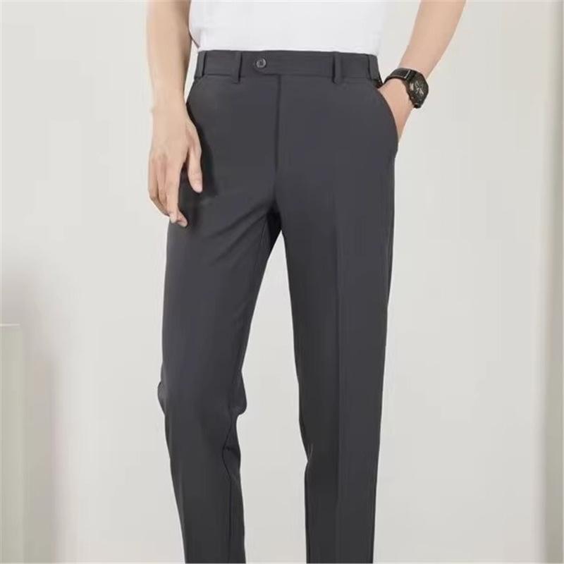 Men's Slim Fit Dress Pants Casual Tapered Trousers Solid Color
