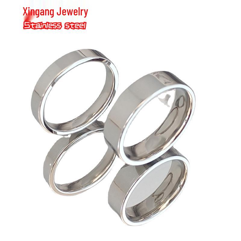 European & American Fashion Titanium Steel Couple Ring - Polished, Engraved, Non-Fading.