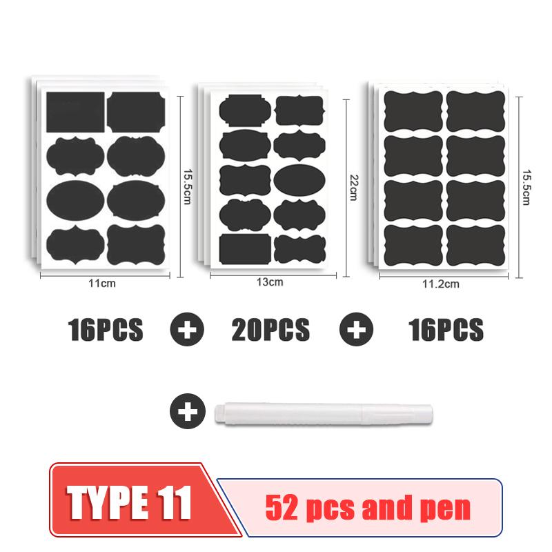 50pcs/sets Jars Labels Erasable Chalkboard Labels Waterproof Spice Sticker Craft Kitchen Blackboard Sticker Bottles Tag With Pen