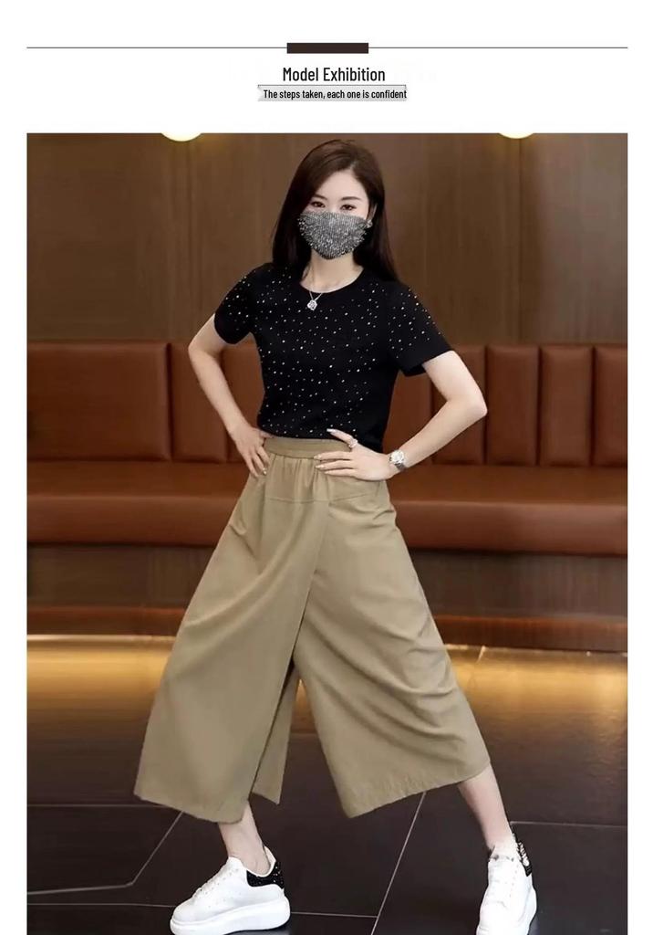 Hohe Taille Sommer Sonnenschutz Rockhose für Damen - Schlitz, Schlankmachend und Design für breite Hüften