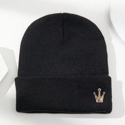 1pc Crown Beanie Hat,Unisex Elastic Lightweight Streetwear,Cold Protection Warm Autumn and Winter Skull for Daily Outdoor
