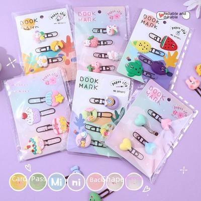 Creative Cartoon Mini Metal Paper Clip & Bookmark with Cute Patterns for Students