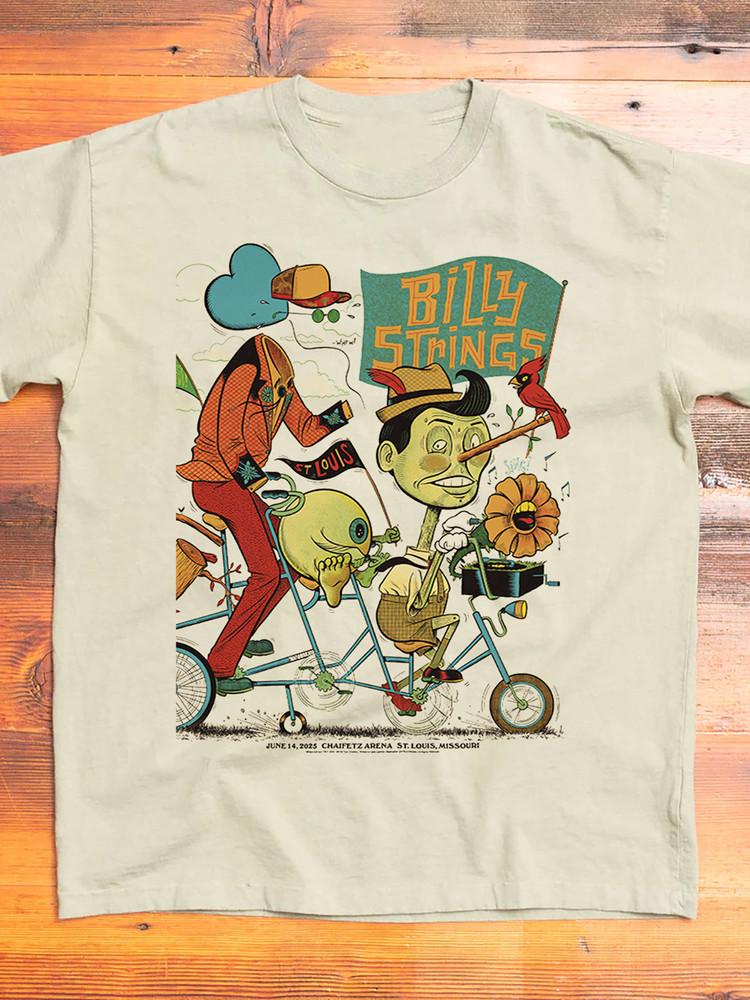 

Billy Strings St Louis MO June 14 2025 Tour Poster T Shirt Sand All Size HH437 Unisex T-Shirt S