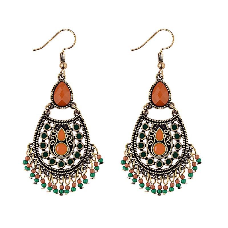 Handmade Retro Bohemian Ethnic Tassel Earrings for Women, Long Thai Style