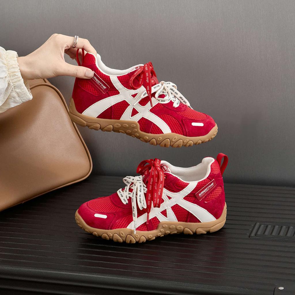 2025 Autumn New 7CM Heightening German Training Shoes Women's Shoes Mesh Thick-soled Breathable Casual Sports Shoes Forrest Gump Shoes