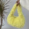 Einfarbige Damen-Schultertasche aus Kunstpelz, süße Winter-Plüsch-Handtasche, einfache Damen-Umhängetasche, Geldbörse, Clutch
