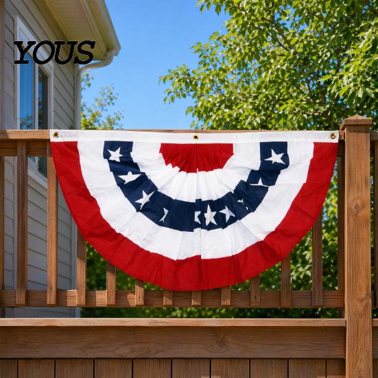 Fächer für Feiertage USA-Flagge, 4. Juli Amerikanische Flaggen-Girlande, Rot Weiß Blau Hochwertige Patriotische Deko Halb-Banner für