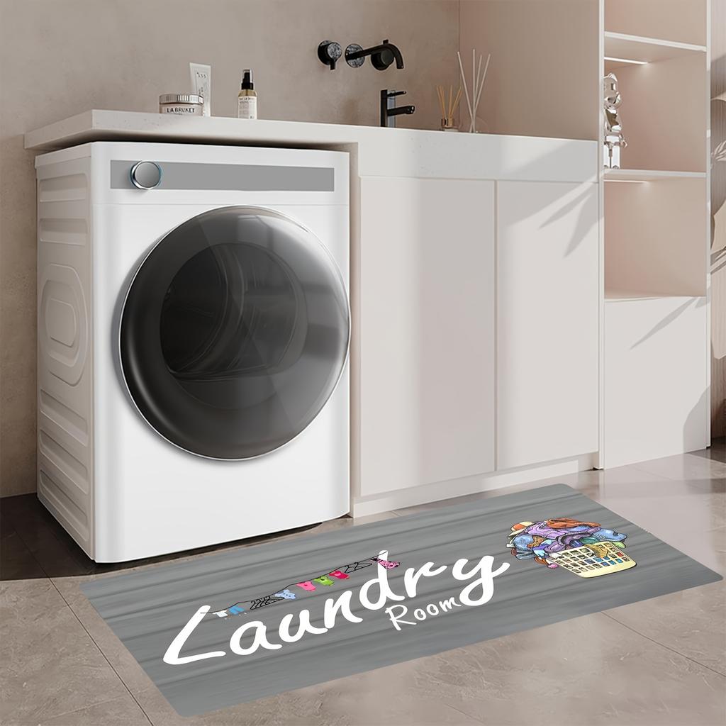 Modern Gray Wood Board Laundry Print Area Rug, Soft Non-Slip Indoor Outdoor Floor Mat for Living Room and Bedroom