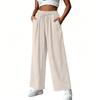 Womens High-Waisted Wide Leg Pants With Drawstring Waist Loose Fit Casual Trousers 2026