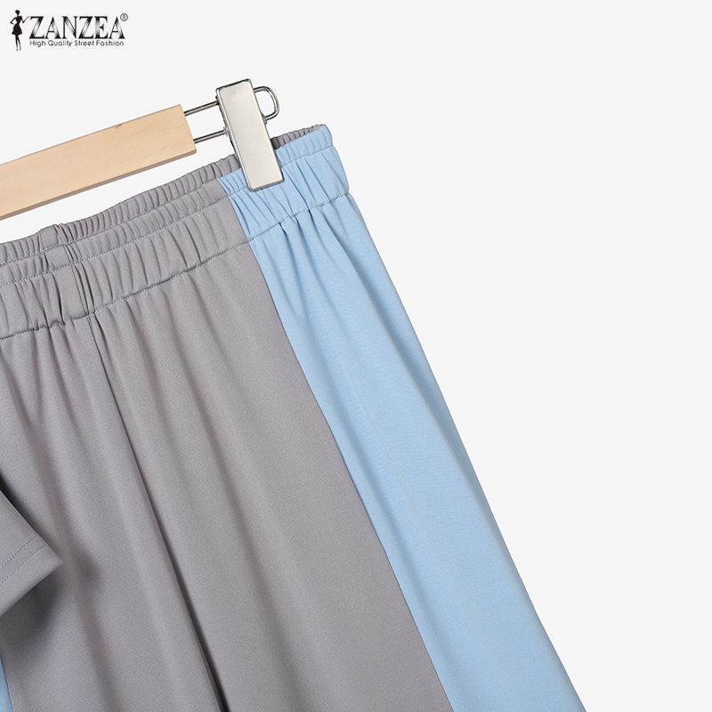 ZANZEA Women Short Sleeve T-Shirts and Long Pants Summer Two Piece Suit Sets
