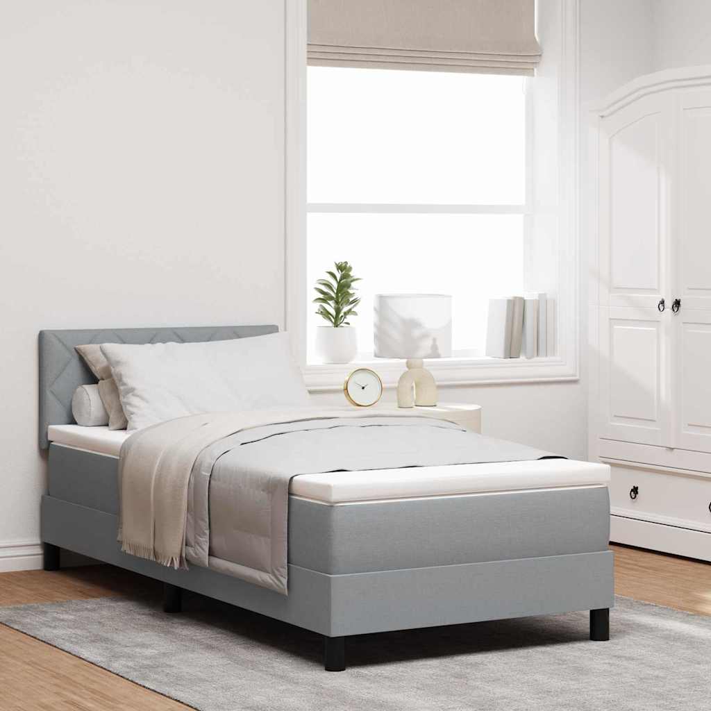Box Spring Bed with LED Light Strips Light Grey 100 x 200 cm Fabric