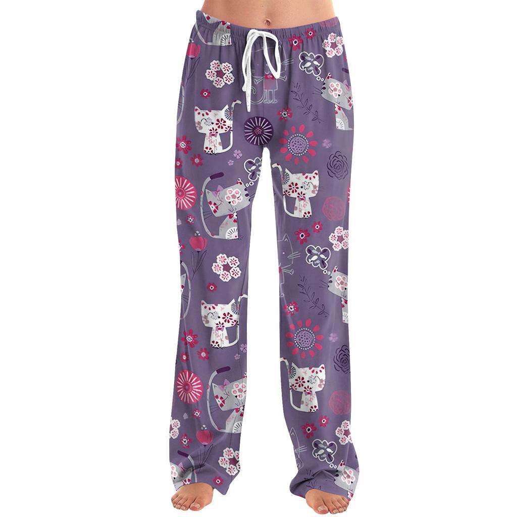 Women's Allover Printed Home Pants Sleeping Pajama Pants Long Pants Pajama Pants Yoga Pants
