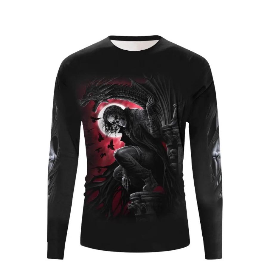 women o neck long sleeve 3d print t shirt