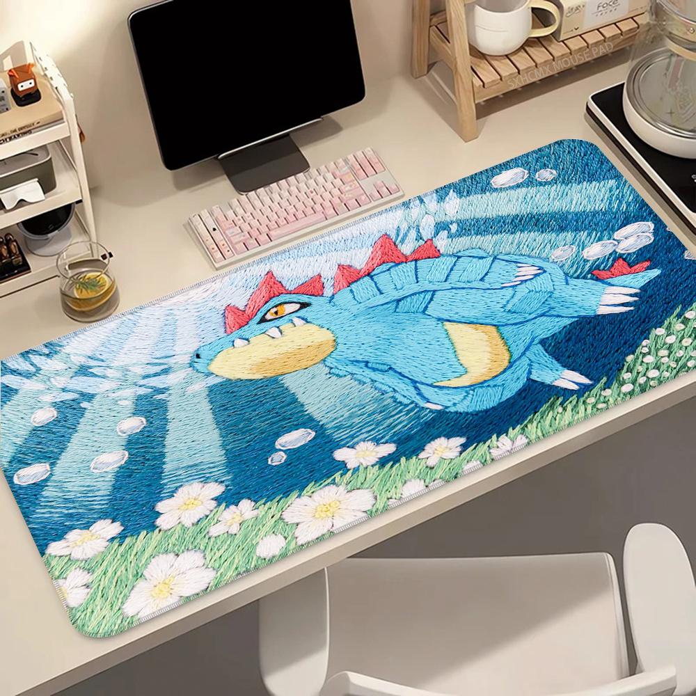 Anime Mouse Pad 900x400 Gaming Accessories Carpet Gamer Keyboard Desk Mat P-pokemon Feraligatr Non-Slip Laptop Notebook Mousepad