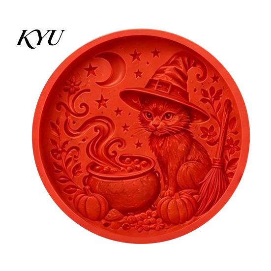 Formy na betonové nášlapné kameny Silikonová forma pro Halloween DIY Zahradní cestička, Flexibilní Znovu použitelná Forma na lití Cementu, Slunečnice Kočka Dýně Umělecká Dekorace Terasa