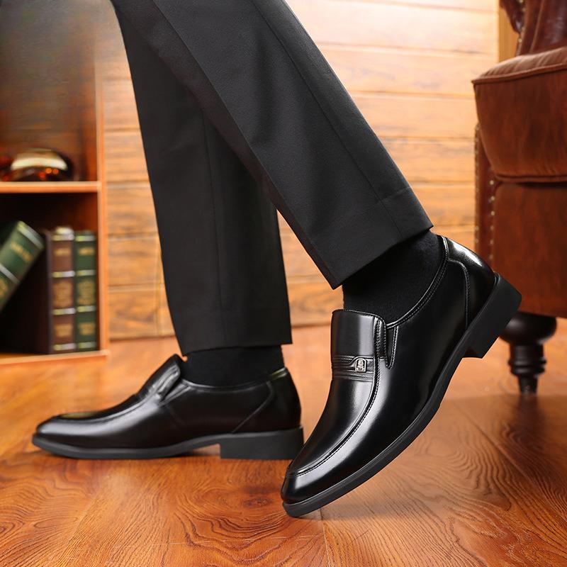 Old Man's Head Men's Cowhide Formal Shoes Business Casual Shoes Young Men's Wedding Shoes Trendy British Style with An Increase In Height