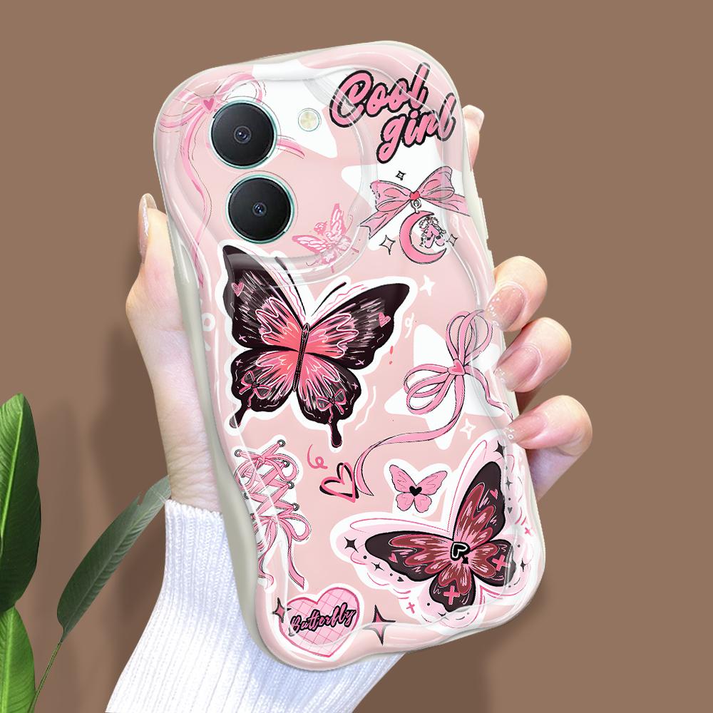 Cute Cartoon Pattern Cream Texture Casing Wavy Edge Soft Silicone Cover Phone Case for Vivo