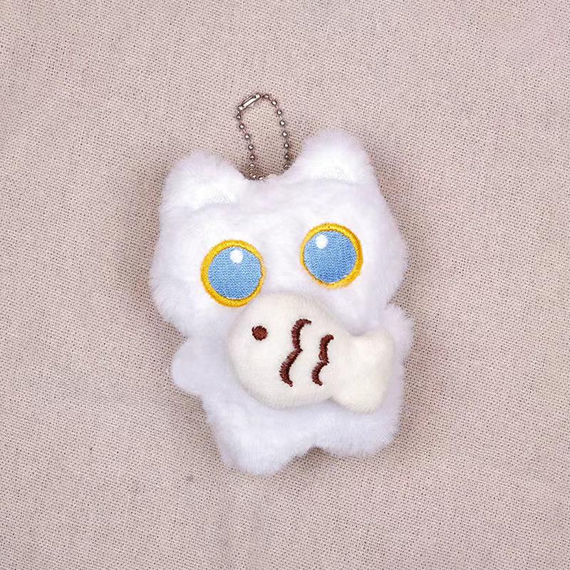 Cool Plush Black Cat Doll Toy Keychain Bag Pendant Charms Car Keyring Accessories For Women Couples Kawaii Gift