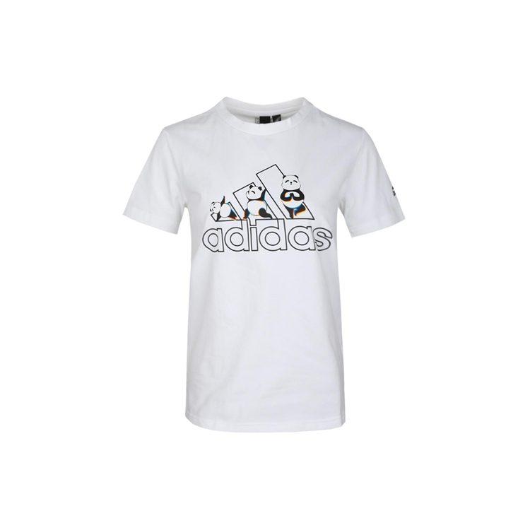 Adidas T Shirts Women's White Crew Neck Moderate Straight Fit GL5643