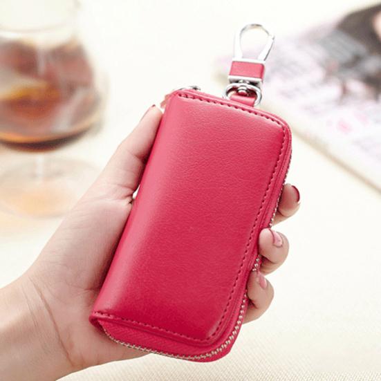 Multifunctional Zipper Genuine Leather Car Key Storage Bag Pouch Case Cover