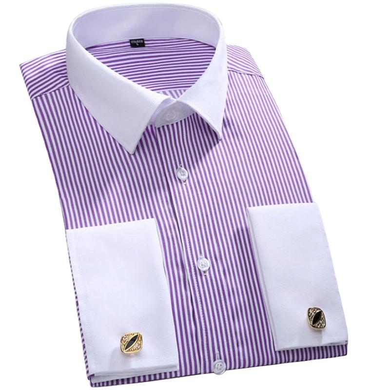 Men's Spring and Fall Business Shirt Striped Casual Shirt Large Size Long Sleeve Shirt
