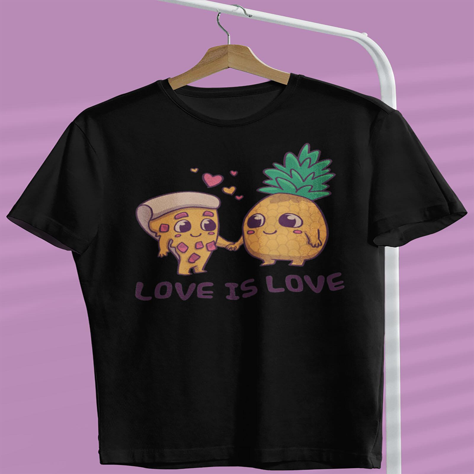 Love Is Love Pineapple And Pizza Unisex T Shirt Mens Womens Tees Top Funny Graphic Tee Top 4XL
