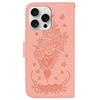 For iPhone 16 Pro Max Wallet Case PU Leather Phone Cover Butterfly Flower Imprint