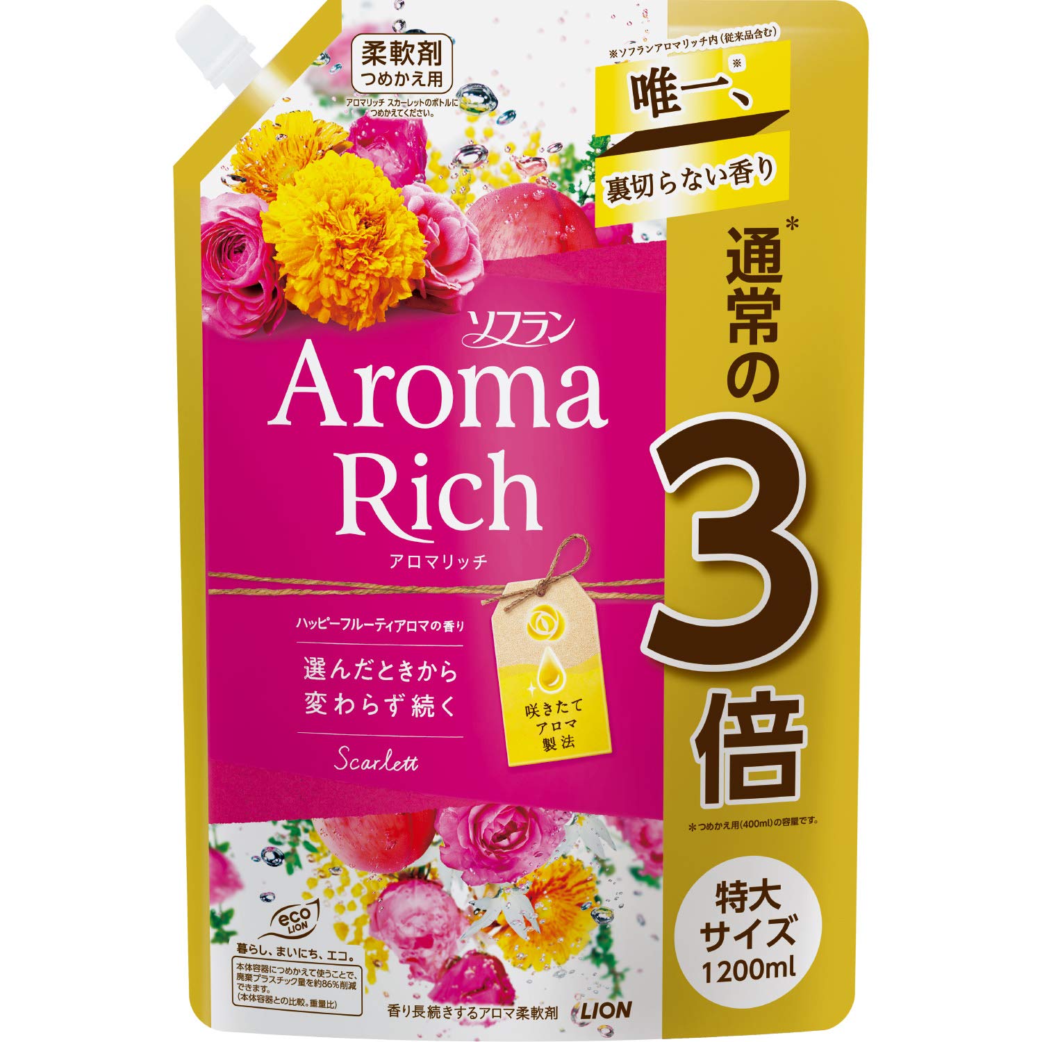 

Сменный блок кондиционера для белья Soflan Aroma Rich Scarlet Fruity Aroma, очень большой, 1200 мл [большая емкость] (Счастливый Аромат)