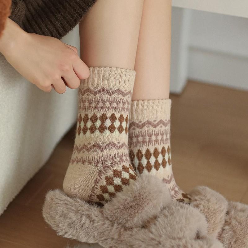 Wool Socks Children'S Medium Tube Socks Season Thickened Warm Stacking Socks Literary And Retro Korean Stockings