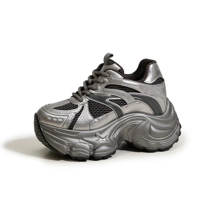 Platform Dad Shoes Women's 2025 Autumn and Winter New Mesh Shoes Muffin Versatile Casual Sports Shoes Inner Height Increase Women's Shoes