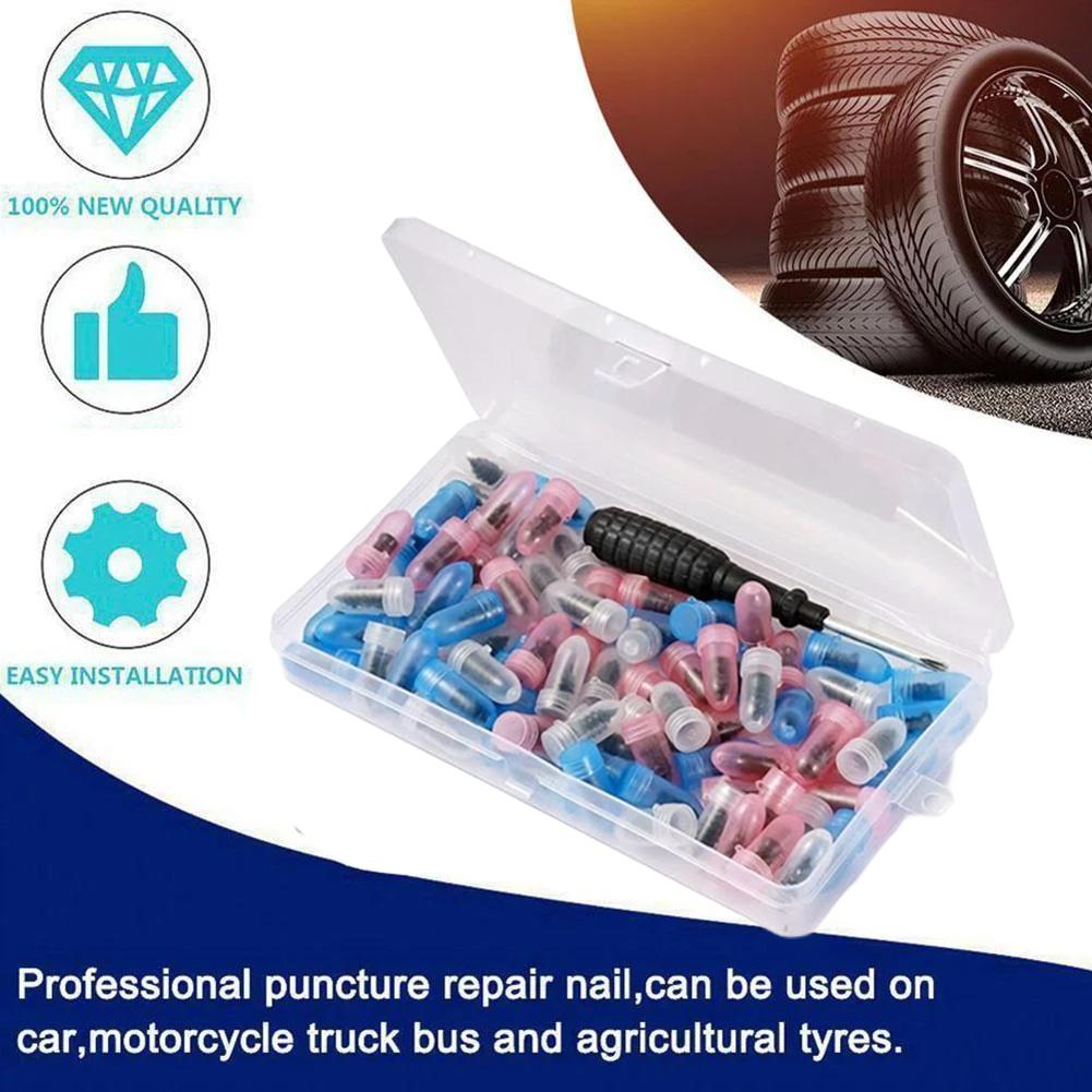 Rubber Nail For Tires, Motorcycle Puncture Repair Kit With Screwdriver Vacuum Tire Rubber Nails Tire Repair Tools