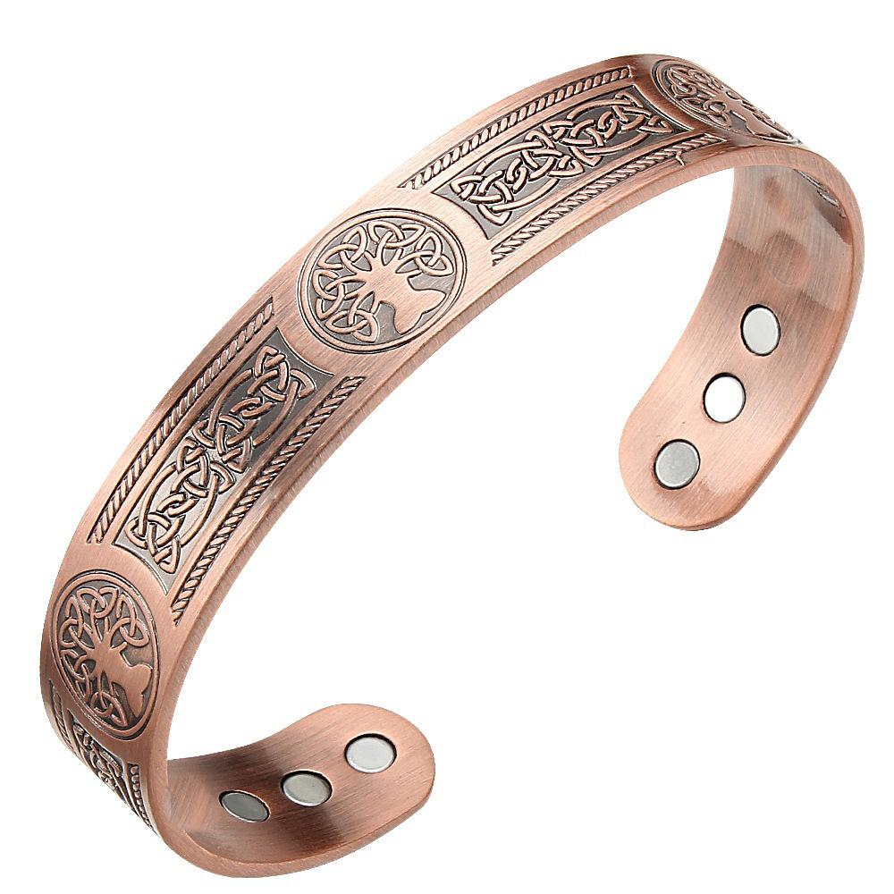 European and American Vintage Bronze Tree of Life Magnetic Bracelet for Men and Women