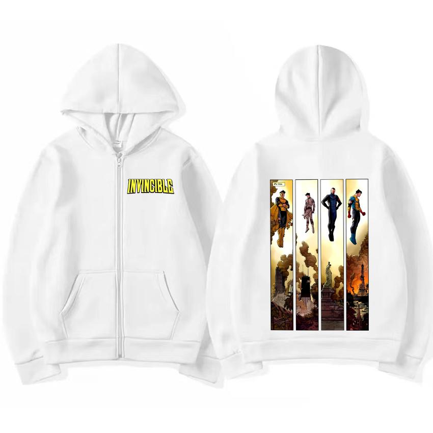 Invincible Variants Comfort Color Invincible Vs Conquest Zipper Hoodie Coat Men Women Top Oversized Unisex Fleece Zip-up Jacket