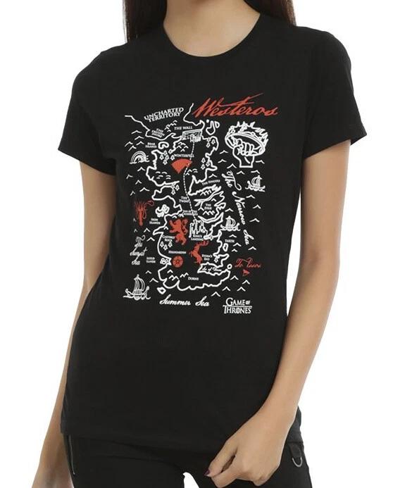 Game Of Thrones MAP OF WESTEROS Girls 100% Cotton T-shirt Mens Tees Top NWT Licensed & Authentic S