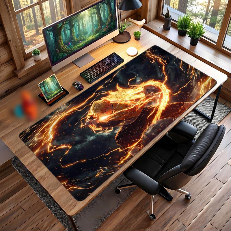 Agatsuma Zenitsu Printed Mouse Pad Non-Slip Waterproof Rubber Desk Mat for Gaming Office Laptop Home Decor Gift