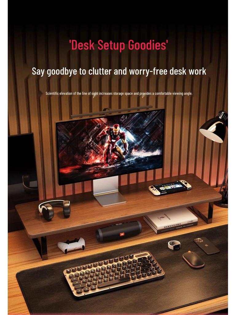 Desktop Organizer and Monitor Riser with Keyboard Tray