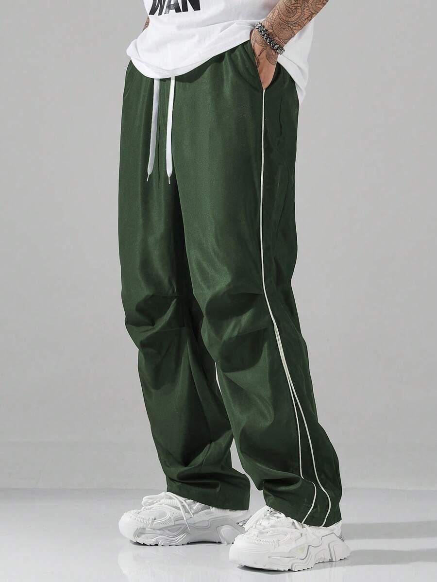 High Street 2026 Men s Parachute Striped Quick-Dry Casual Workwear Pants S армия зеленый