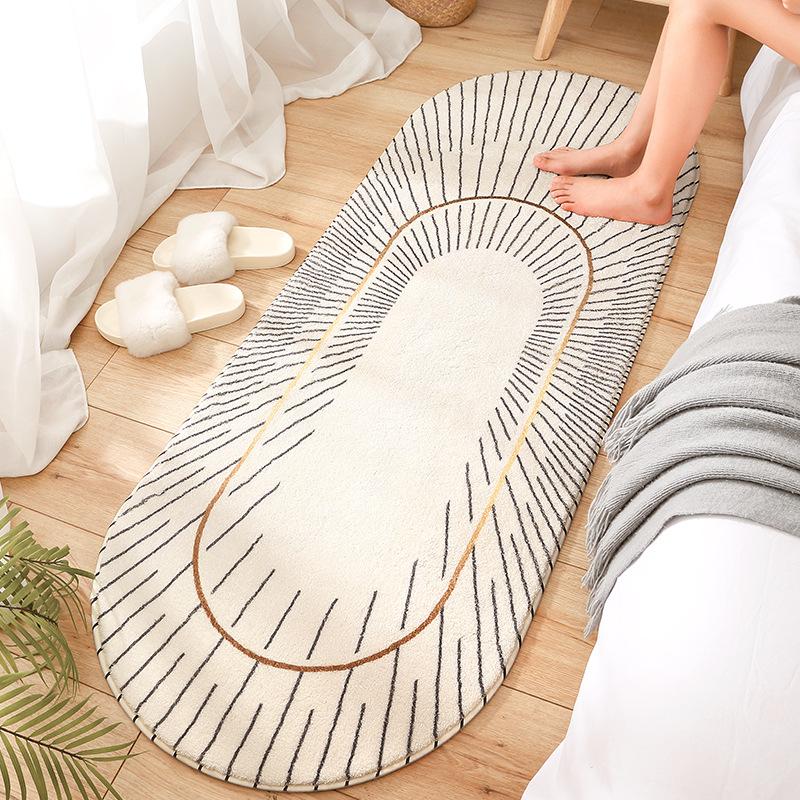 Bedroom Bedside Oval Carpet Modern and Simple Machine Washable Bay Window Balcony Long Strip Short Plush Carpet