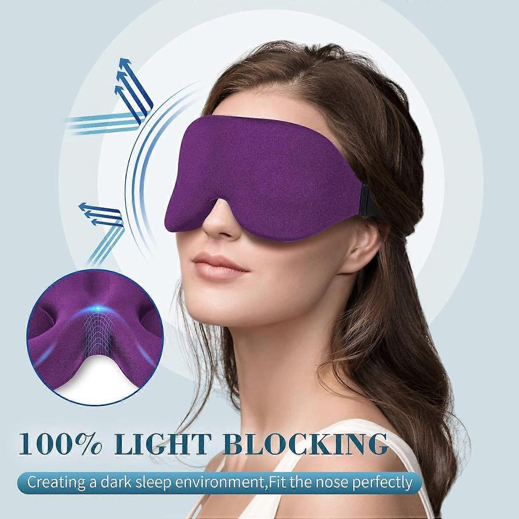 Sleep Mask for Side Sleeper, Light Blocking Sleeping Eye Mask for Women Men, 3D Contoured Cup Night Blindfold, Luxury Eye Cover Eyeshade with Adjustab